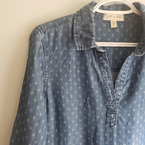 Anthropologie Cloth & Stone Chambray Shirt Dress - Picture 3 of 10